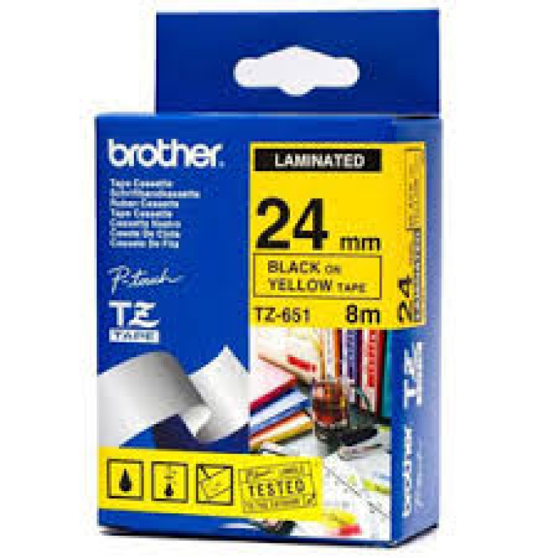 Brother TZE-651 (noir sur jaune) Original 24MM  PT-2700