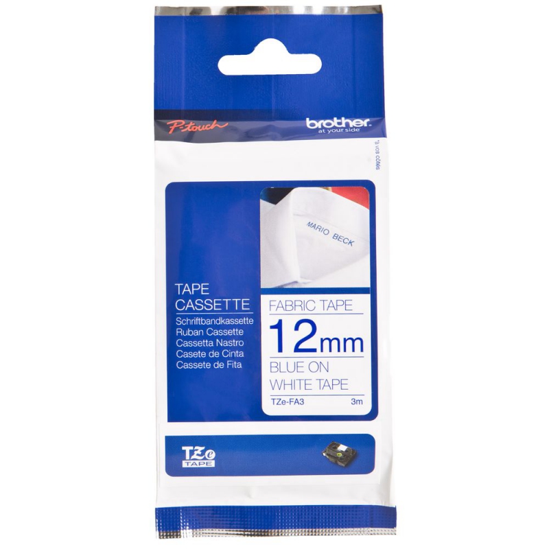 Brother TZE-FA3 (bleu sur blanc) Original 12MM BROTHER PT-11Q